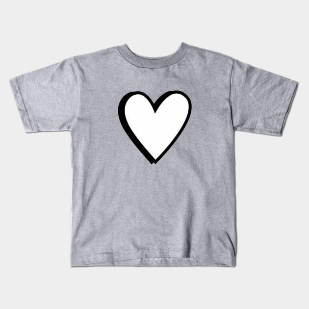 Black and White Love Hearts Cartoon Style on Grey Kids T-Shirt by OneThreeSix